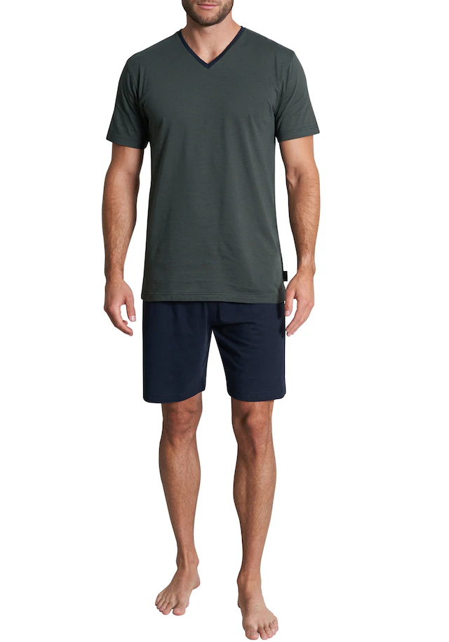 TOM TAILOR Shorty »Nevada« 2 tlg. Streifendesign, Kurzarm, V-Ausschnitt, kurze Hose