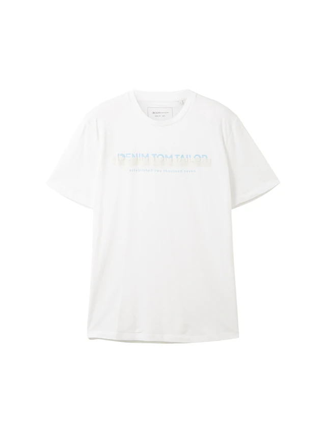 TOM TAILOR Denim Rundhalsshirt mit Logofrontprint