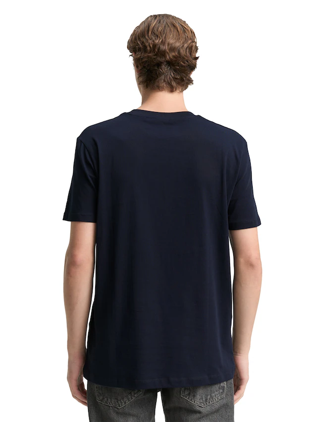 TOM TAILOR Denim Rundhalsshirt mit Logofrontprint
