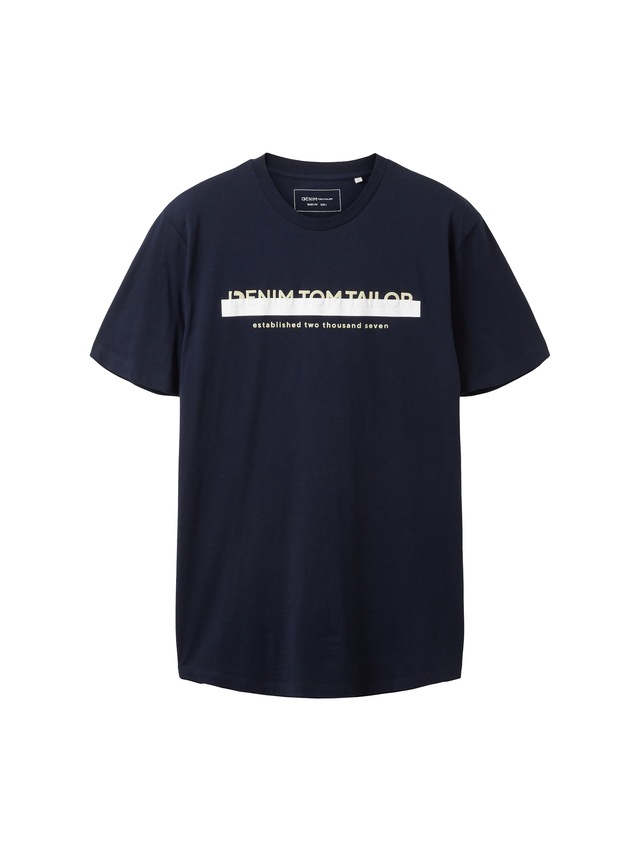 TOM TAILOR Denim Rundhalsshirt mit Logofrontprint