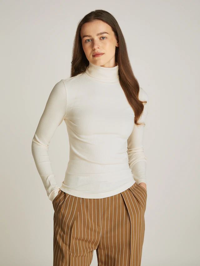 Tommy Hilfiger Langarmshirt »SLIM 5X2 RIB ROLL-NK LS« in gerippter Struktur