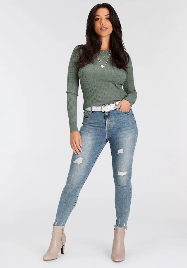 Melrose Strickpullover mit Zopfmuster, aus weicher Viskosemischung