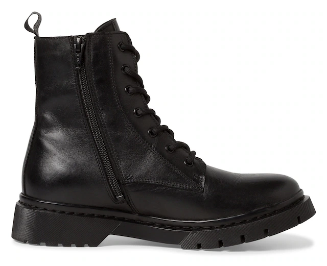 Tamaris Schnürboots Schnürstiefelette, Chunky Boots mit logobedruckter Anziehlasche