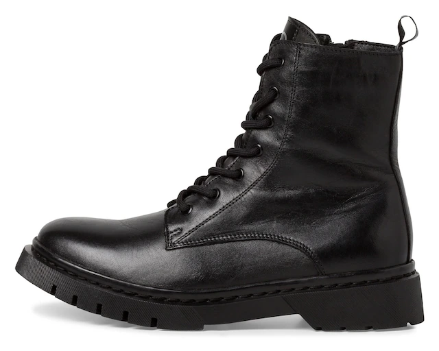 Tamaris Schnürboots Schnürstiefelette, Chunky Boots mit logobedruckter Anziehlasche