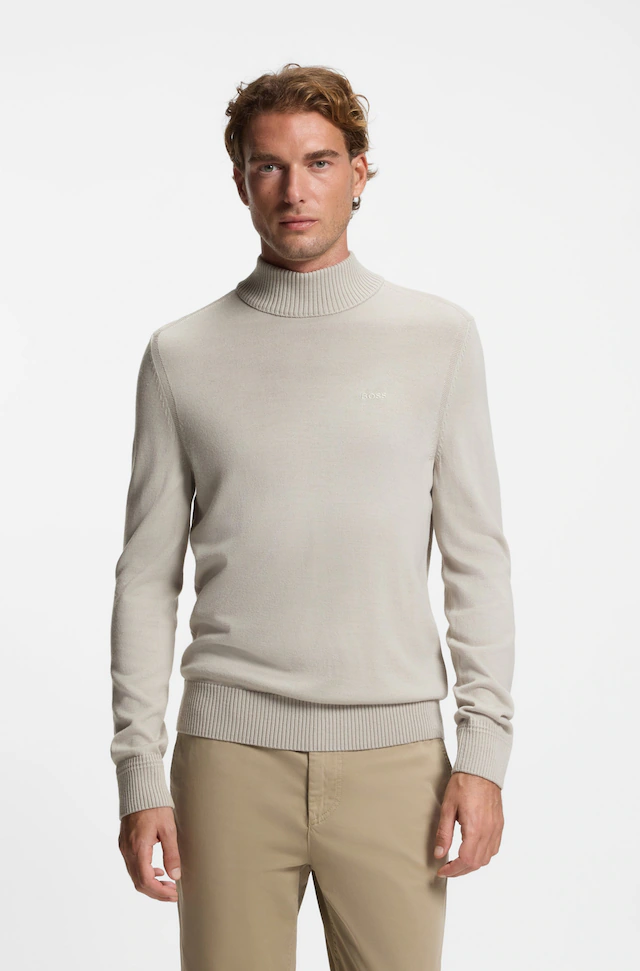 BOSS ORANGE Strickpullover »Avac« mit gesticktem BOSS Logo, Schurwoll-Anteil