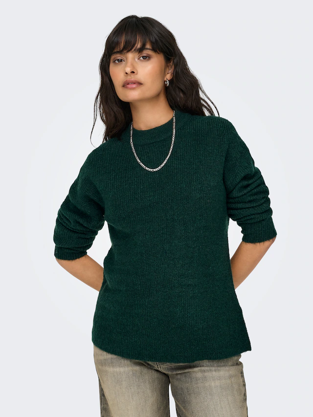 ONLY Strickpullover »ONLCAMILLA O-NECK L/S PULLOVER KNT« Materialmix, regular fit