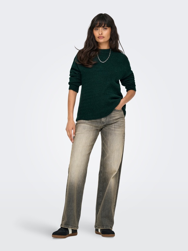 ONLY Strickpullover »ONLCAMILLA O-NECK L/S PULLOVER KNT« Materialmix, regular fit