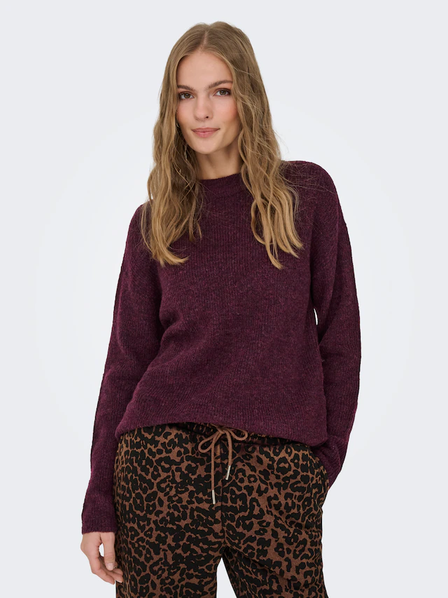 ONLY Strickpullover »ONLCAMILLA O-NECK L/S PULLOVER KNT« Materialmix, regular fit