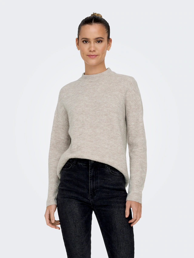 ONLY Strickpullover »ONLCAMILLA O-NECK L/S PULLOVER KNT« Materialmix, regular fit