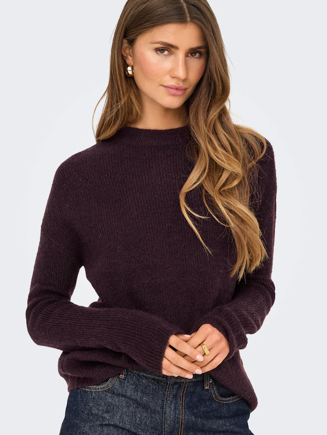 ONLY Strickpullover »ONLCAMILLA O-NECK L/S PULLOVER KNT« Materialmix, regular fit