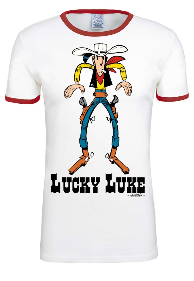 LOGOSHIRT T-Shirt »Lucky Luke« mit farblich abgesetzten Bündchen