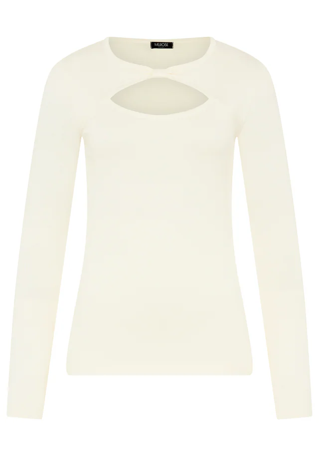 Melrose Strickpullover »aus leichtem Feinstrick« mit Cut-Out und süßem Knotendetail