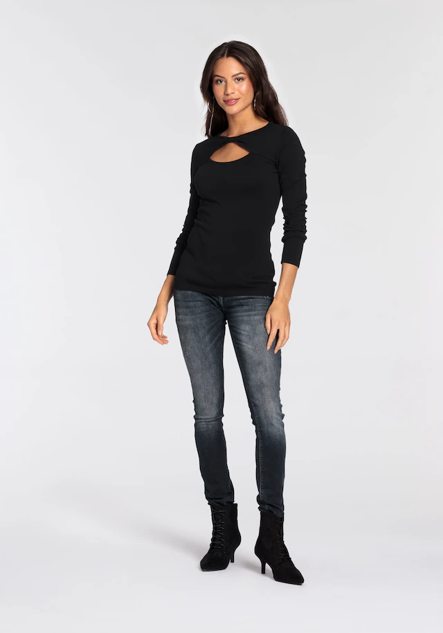 Melrose Strickpullover »aus leichtem Feinstrick« mit Cut-Out und süßem Knotendetail