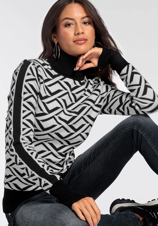 Melrose Rollkragenpullover mit Jacquard-Muster