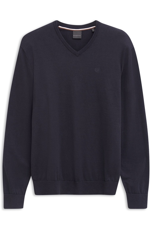 bugatti V-Ausschnitt-Pullover »Basic Essential« aus reine Baumwolle