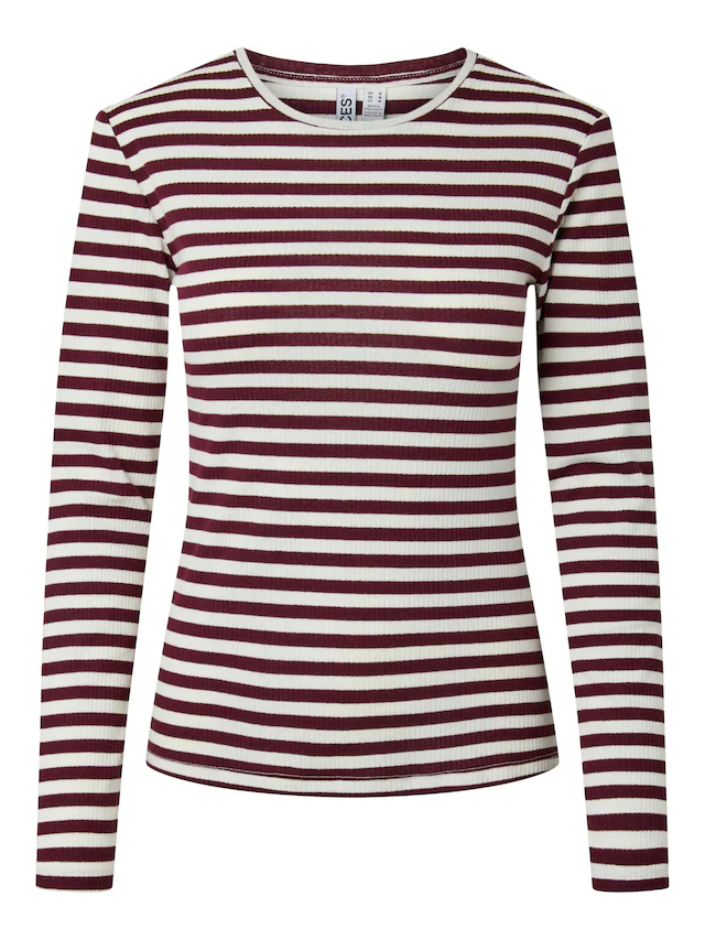 pieces Langarmshirt »PCRUKA LS TOP NOOS BC« Baumwollmischung, slim fit