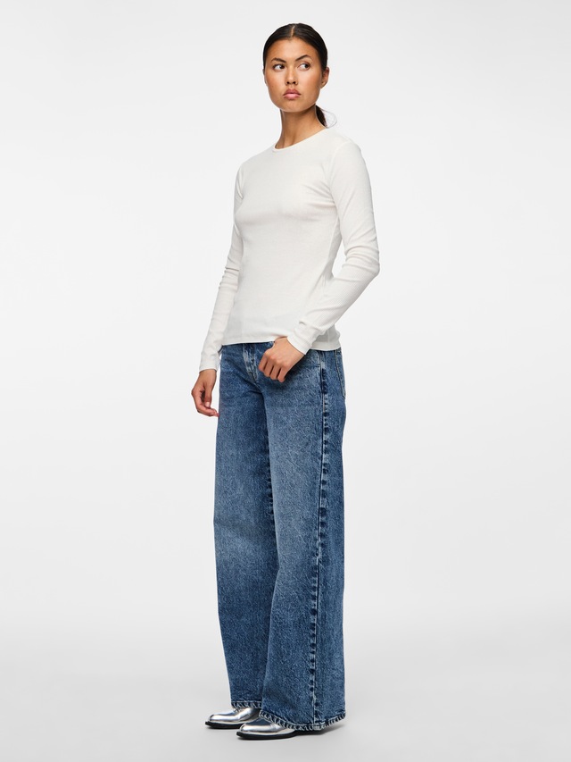 pieces Langarmshirt »PCRUKA LS TOP NOOS BC« Baumwollmischung, slim fit