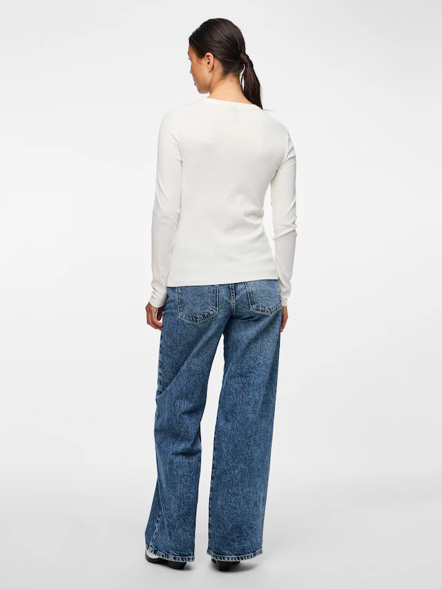 pieces Langarmshirt »PCRUKA LS TOP NOOS BC« Baumwollmischung, slim fit