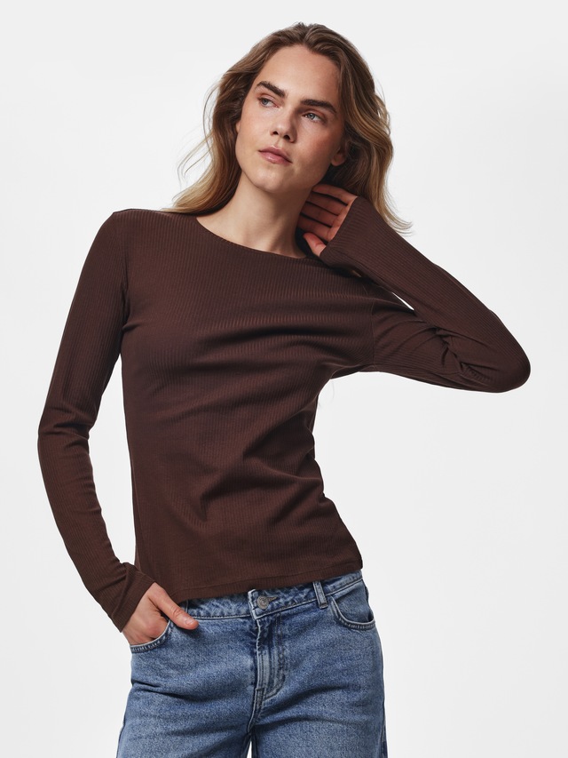 pieces Langarmshirt »PCRUKA LS TOP NOOS BC« Baumwollmischung, slim fit