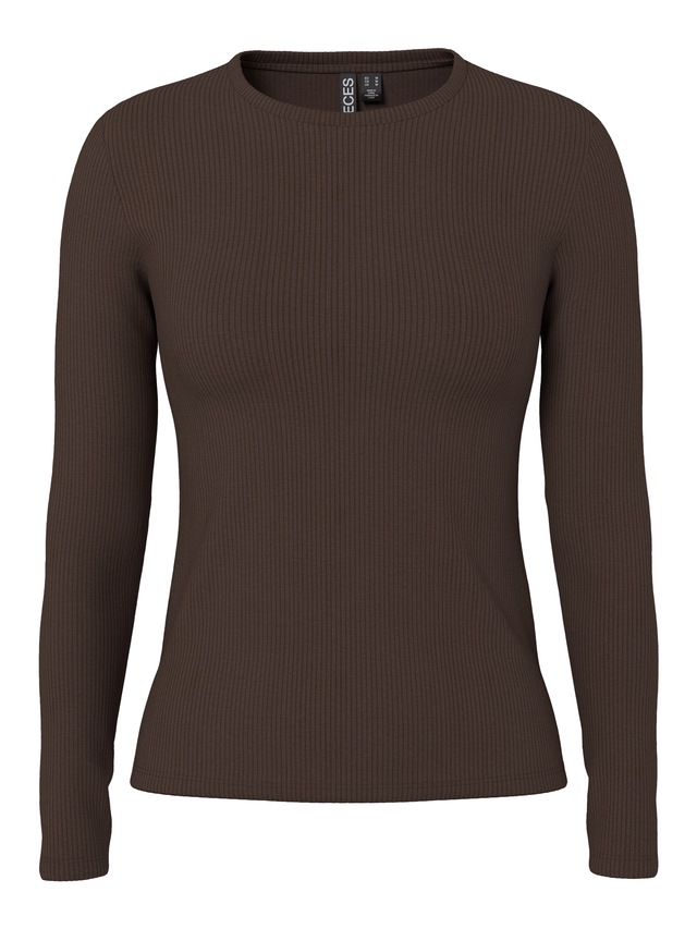 pieces Langarmshirt »PCRUKA LS TOP NOOS BC« Baumwollmischung, slim fit