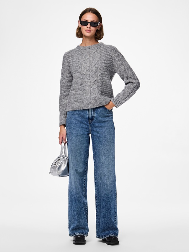 pieces Strickpullover »PCNINA LS O-NECK KNIT NOOS BC«