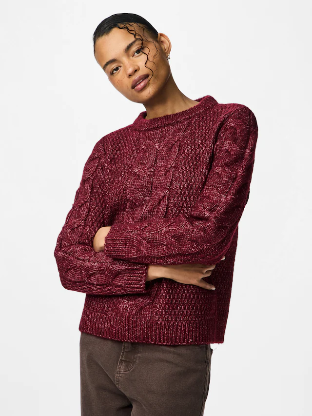 pieces Strickpullover »PCNINA LS O-NECK KNIT NOOS BC«