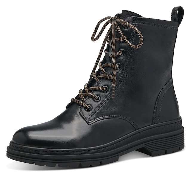 Tamaris Schnürboots , Blockabsatz, Schnürstiefelette in angesagter Used Optik