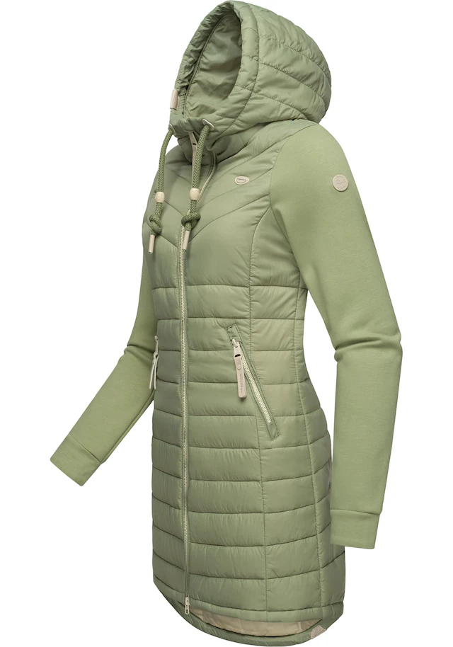 Ragwear Steppmantel »Lucinda Long II« Mantel aus modernem Materialmix mit Kapuze