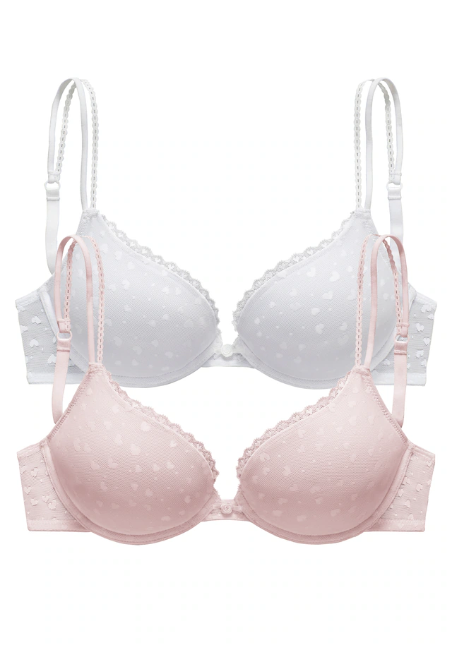 petite fleur by Lascana Push-up-BH Packung, aus süßem Herzchen-Mesh mit edlen Spaghettiträgern, sexy Dessous