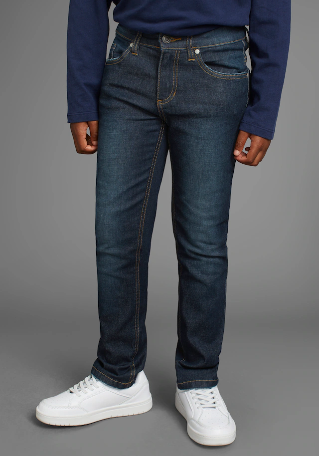 DELMAO Stretch-Jeans »Straight-fit Jeans für Jungen« elastisches Material, Used-Look-Waschung, niedrige Leibhöhe