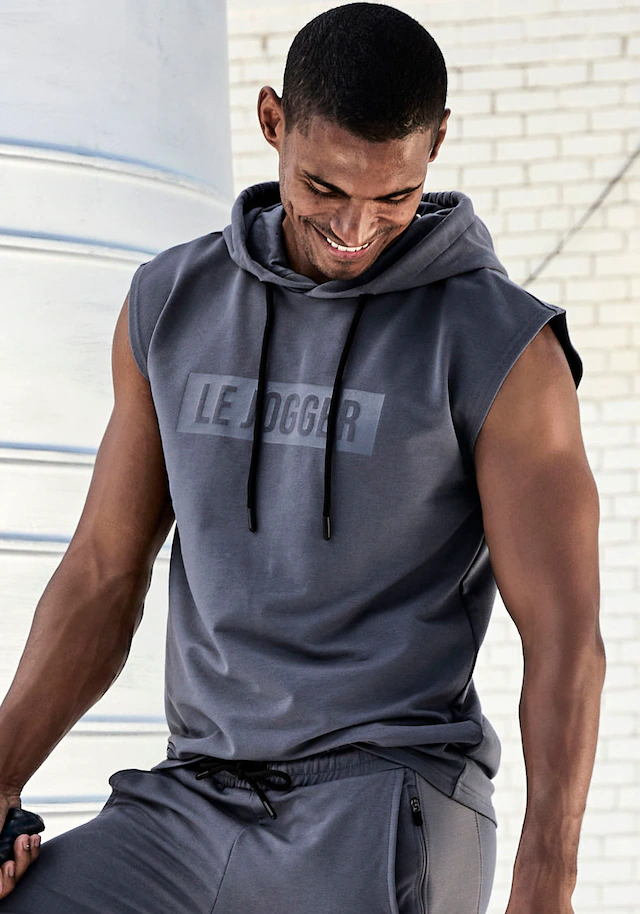 le jogger® Kapuzenpullover mit Druck und Kordelzug