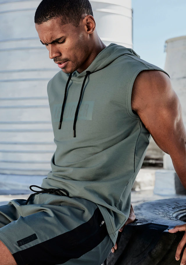 le jogger® Kapuzenpullover mit Druck und Kordelzug