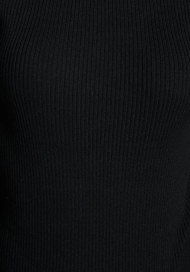 Bruno Banani Strickpullover aus Rippstrick, figurbetonte Passform, mit Aufschlag und Knopf