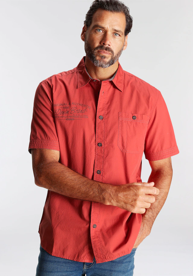 Man's World Kurzarmhemd mit kleinem Brustprint