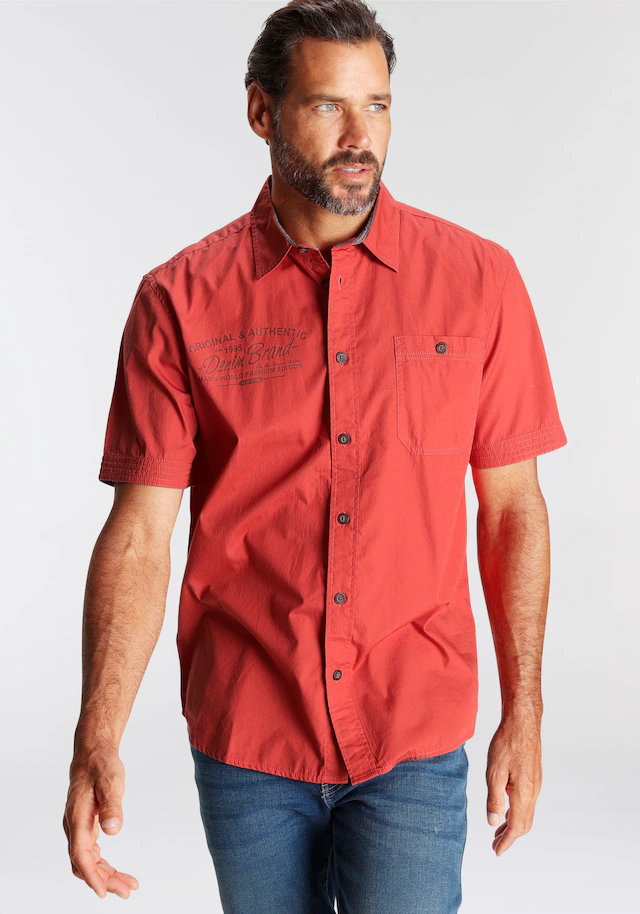 Man's World Kurzarmhemd mit kleinem Brustprint