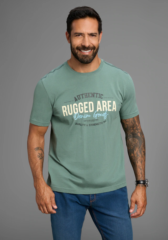 Man's World Rundhalsshirt Kurzarm, Regular Fit, mit Print, Rundhalsausschnitt