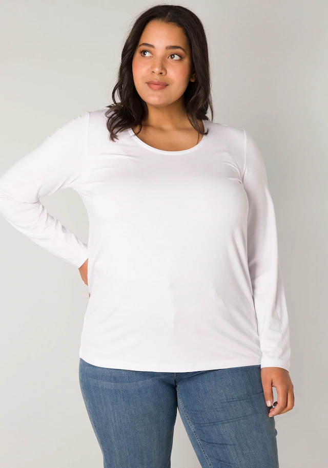 Base Level Curvy Langarmshirt mit Rundhalsausschnitt