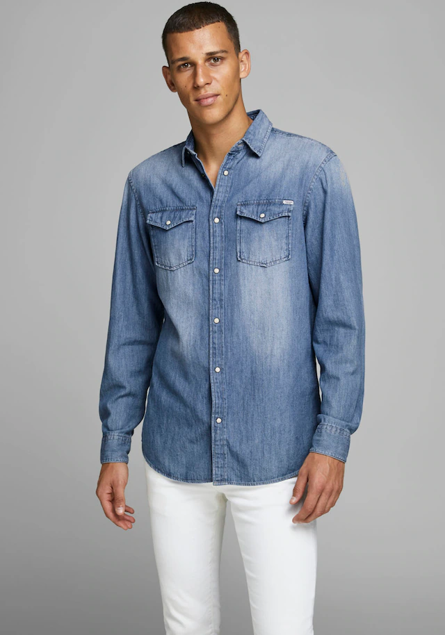 Jack & Jones Langarmhemd »JJESHERIDAN SHIRT L/S NOOS« mit angesetzter Brusttasche