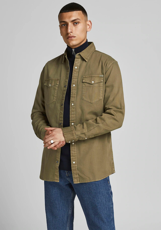 Jack & Jones Langarmhemd »JJESHERIDAN SHIRT L/S NOOS« mit angesetzter Brusttasche