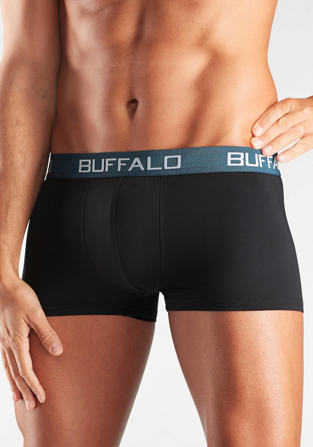 Buffalo Hipster Packung, 4 Stk. knapp sitzende Boxershorts mit Kontrastbund aus Baumwollmischung