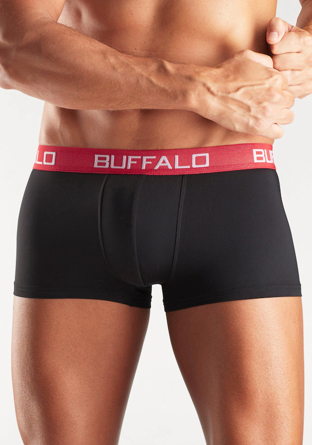 Buffalo Hipster Packung, 4 Stk. knapp sitzende Boxershorts mit Kontrastbund aus Baumwollmischung