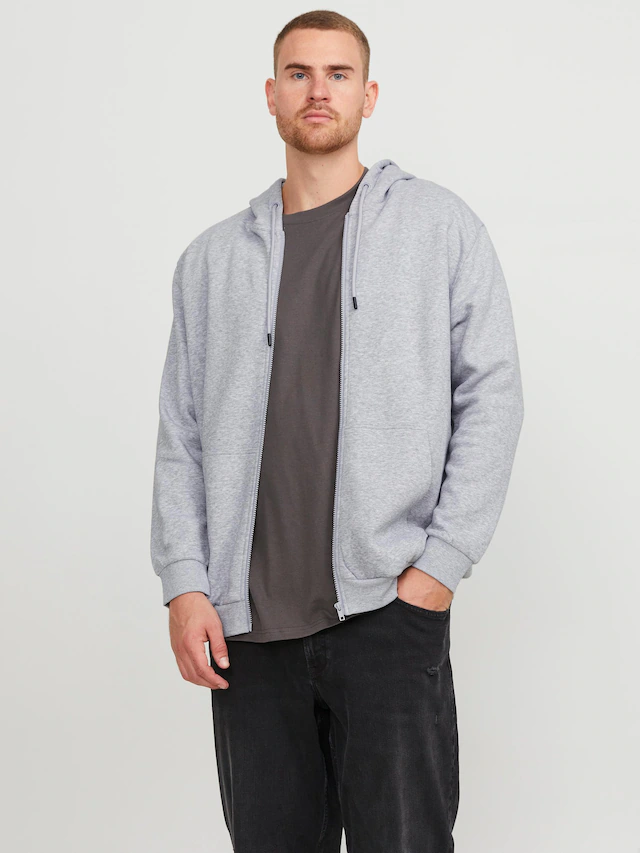 Jack & Jones PlusSize Kapuzensweatjacke »JJEBRADLEY mit Kapuze und weichem Innenmaterial« unifarben, modisch, relaxed fit, Materialmix