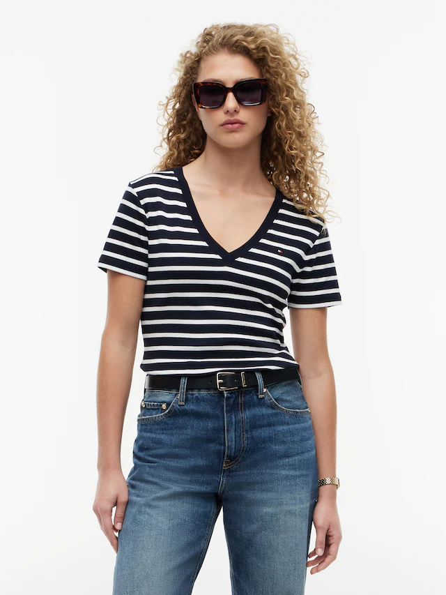 Tommy Hilfiger »CODY V-NECK SHORT SLEEVE« mit V-Ausschnitt, Baumwolle, Slim Fit