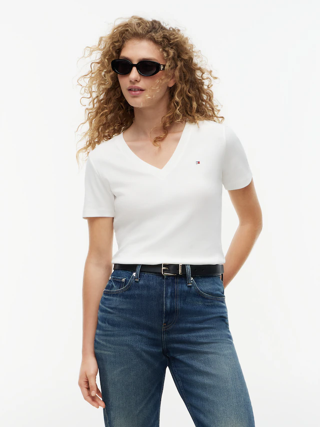 Tommy Hilfiger »CODY V-NECK SHORT SLEEVE« mit V-Ausschnitt, Baumwolle, Slim Fit