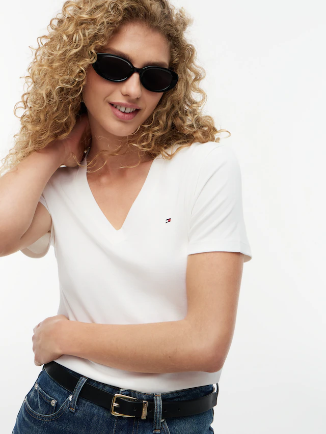 Tommy Hilfiger »CODY V-NECK SHORT SLEEVE« mit V-Ausschnitt, Baumwolle, Slim Fit