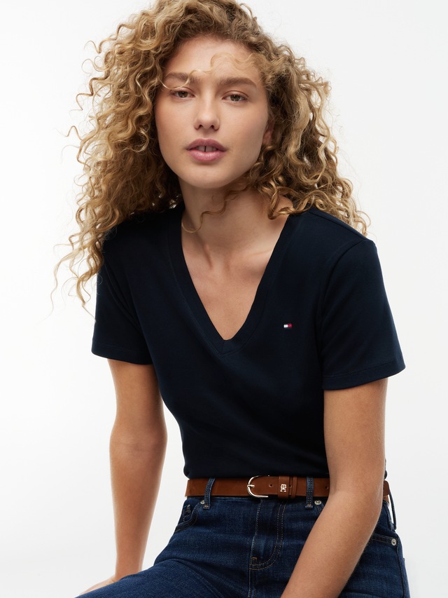 Tommy Hilfiger »CODY V-NECK SHORT SLEEVE« mit V-Ausschnitt, Baumwolle, Slim Fit