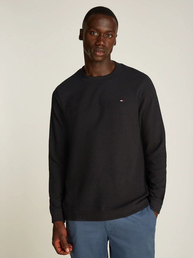 Tommy Hilfiger Rundhalspullover »TEXTURED LS TEE« mit Rundhalsausschnitt