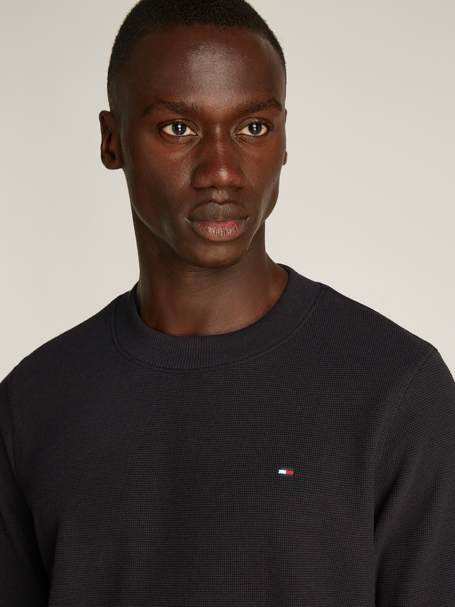 Tommy Hilfiger Rundhalspullover »TEXTURED LS TEE« mit Rundhalsausschnitt