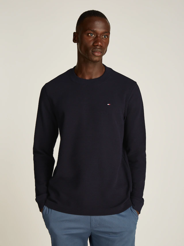 Tommy Hilfiger Rundhalspullover »TEXTURED LS TEE« mit Rundhalsausschnitt