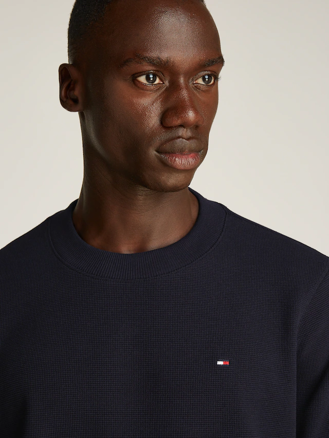 Tommy Hilfiger Rundhalspullover »TEXTURED LS TEE« mit Rundhalsausschnitt
